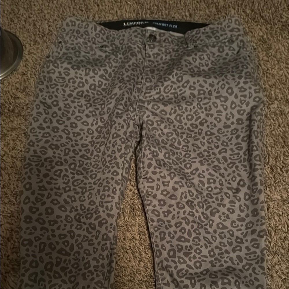 Gray Leopard Print Pants